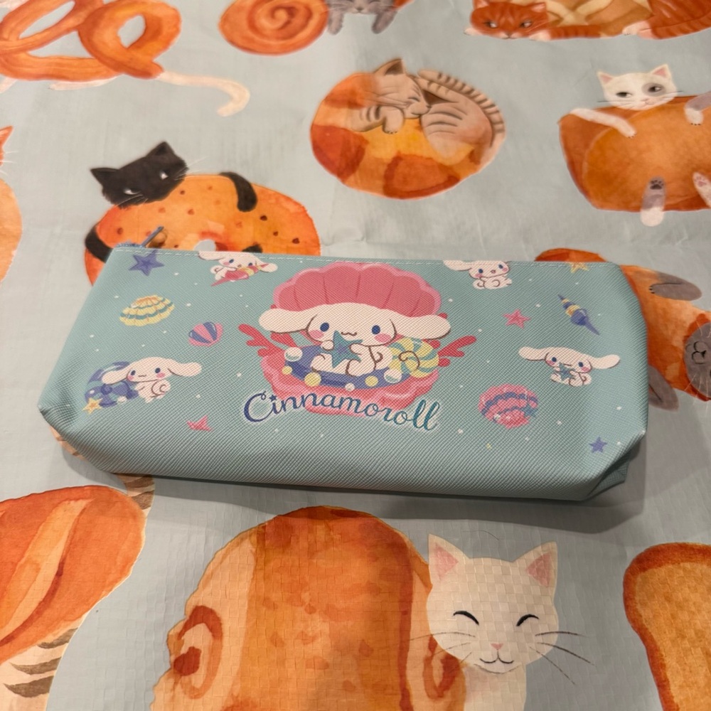 Cinnamoroll Blue Pencil Bag with Seashells and Mermaid Theme